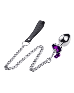 Heart shape Buttplug - Jingle Bells & Leash Purple