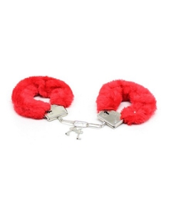 Furry Hand Cuffs Red