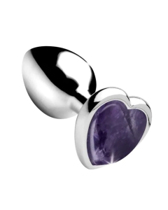 Gem Stone Amethyst Metal Butt Plug Medium