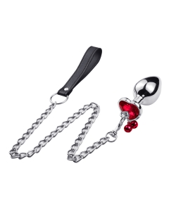 Heart shape Buttplug - Jingle Bells & Leash Red