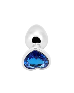 Heart shape Anal Plug small silver - dark blue
