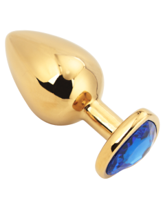 Heart shape Anal Plug large gold - dark blue