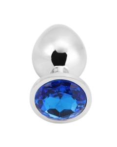 Rosebud Anal Plug large silver - dark blue