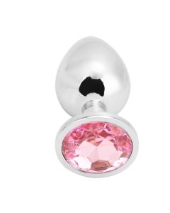 Rosebud Anal Plug large silver - pink