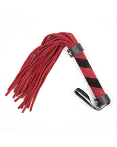 Leather flogger 27cm red/black