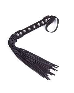 Leather flogger with studs 38cm Black