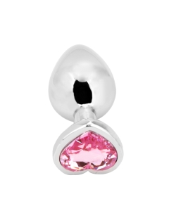 Heart shape Anal Plug medium silver - pink