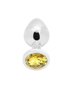 Rosebud Anal Plug medium silver - yellow