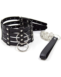 Neck collar with leash black