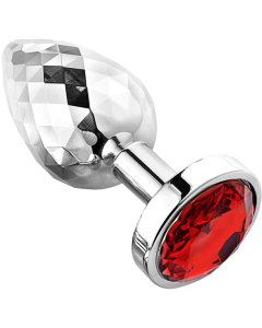 Diamond Facets Anal Plug Silver Red