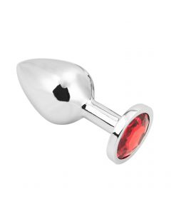 Rosebud Anal Plug medium silver - red