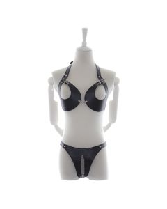 Fetish Bra and Panty Set OS Black