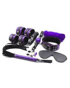 BDSM Plush Set L (8pcs) Black/Purple without nipple clamps