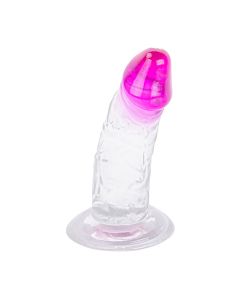 TPR Dildo 6" Transparant with Tip Pink