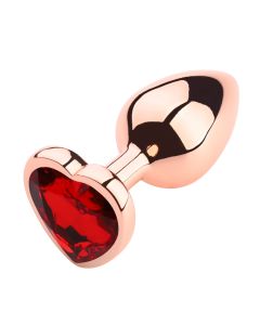 Heart shape Anal Plug Small Rose Gold - Red