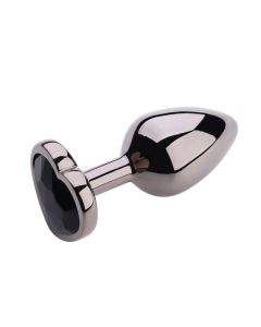 Heart shape Anal Plug Large Black Metallic - Black