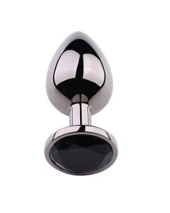 Rosebud Anal Plug Medium Black Metallic - Black