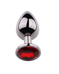 Rosebud Anal Plug Large Black Metallic - Red