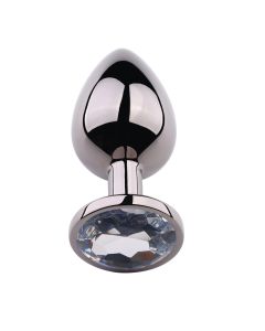 Rosebud Anal Plug Large Black Metallic - Clear