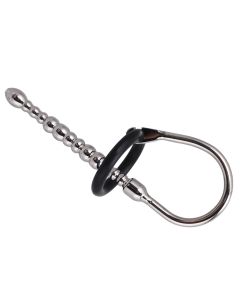 Penis Plug 8mm with Cock Ring Silver
