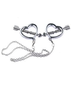 Steel Heart Shape Nipple Clamps with Chain (2pcs)