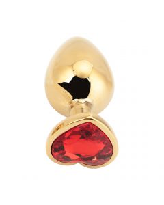 Heart shape Anal Plug large gold - red