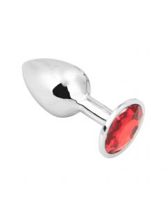 Rosebud Anal Plug small silver - red