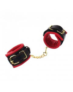 Ankle Cuffs Gold Chain Black/Red