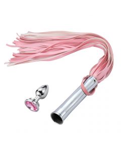 Aluminium Whip with Build in Buttplug Pink