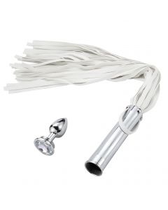 Aluminium Whip with Build in Buttplug White
