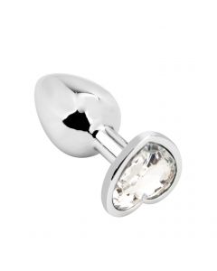 Heart shape Anal Plug medium silver - clear