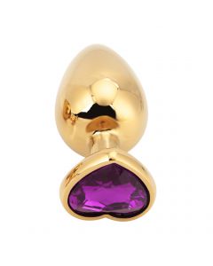 Heart shape Anal Plug large gold - dark purple