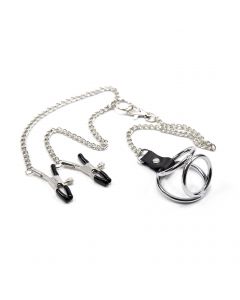 Nipple Clamps with Cock Rings M silver