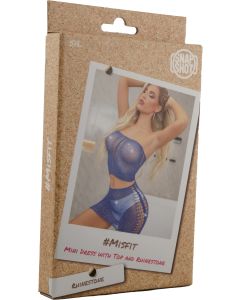 Mini Dress with Top and Rhinestones S/L - Blue