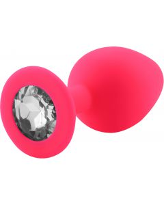 Rosebud Silicone Anal Plug large Pink - Clear