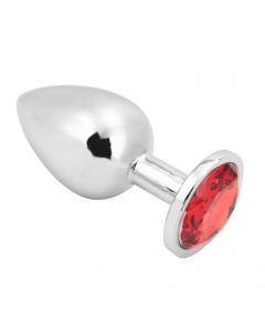 Rosebud Anal Plug large silver - red