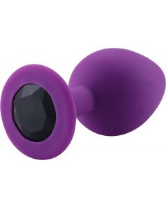 Rosebud Silicone Anal Plug large Purple - Black