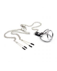 Nipple Clamps with Cock Rings L silver
