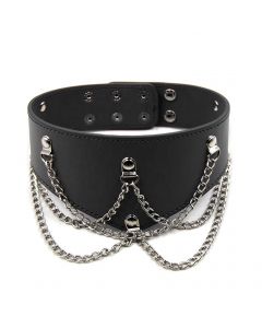 Neck collar with decorate chains black