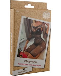 Bodystocking with Rhinestones S/L - Black