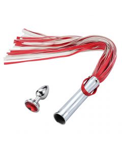 Aluminium Whip with Build in Buttplug Red