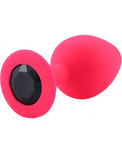 Rosebud Silicone Anal Plug large Pink - Black
