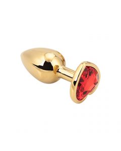 Heart shape Anal Plug small gold - red