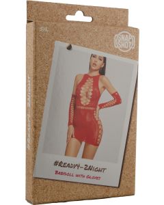 Babydoll with Gloves Set S/L - Red