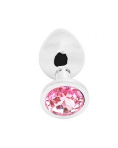 Rosebud Anal Plug medium silver - pink