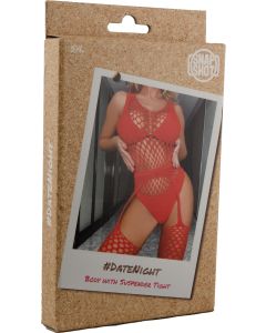 Body with Suspender Tight Set S/L - Red