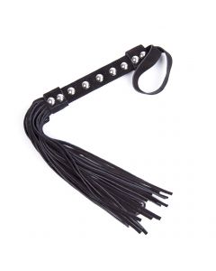 Leather flogger with studs 39cm black