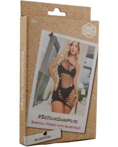 Babydoll Fishnet with Rhinestones S/L - Black