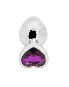 Heart shape Anal Plug medium silver - dark purple