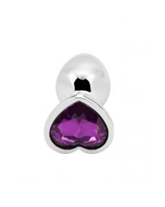 Heart shape Anal Plug small silver - dark purple